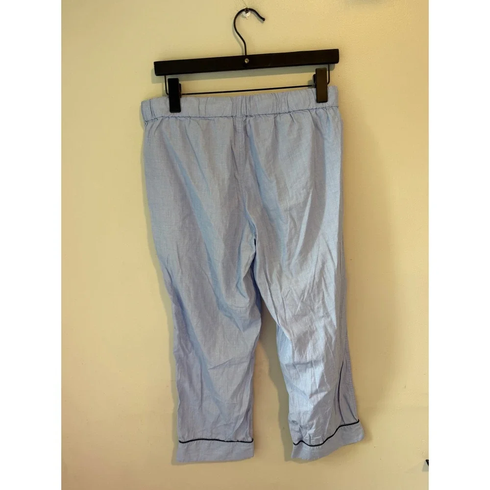 J.Crew Mens Blue End-on-End Cotton Pajama Pants Small Lounge Bottoms Piping